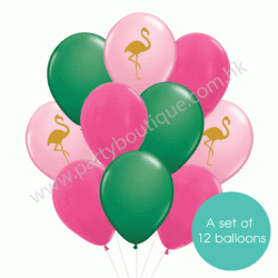 Latex Balloon Bouquet of 12 - Flamingo (with weight)