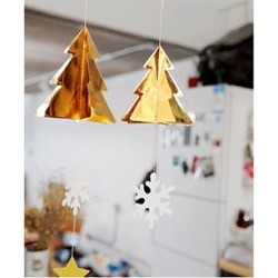 Christmas Tree Hanging Decor - Gold (set of 2)