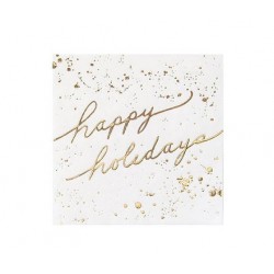 White Gold Happy Holiday Napkin, 16pcs