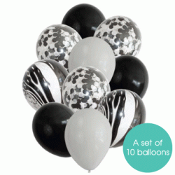 Confetti Balloon Bouquet of 10 - Black  (with weight)