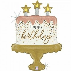Birthday Confetti Cake Shape Foil Balloon - 33"H