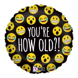 Emoji "You're How Old?!" 18" Foil Balloon