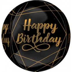 Orbz Birthday Elegant Black 16" Foil Balloon