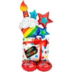 Birthday Cake Icons AirLoonz Foil Balloon - 28"W x 55"H