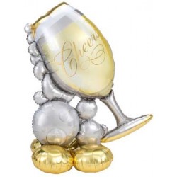 Bubbly Champagne Glass AirLoonz Foil Balloon - 41"W x 51"H