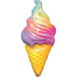 Rainbow Swirl Ice Cream Cone Foil Balloon - 45" H