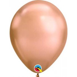 11" Round Chrome Rose Gold Latex Balloon (with helium)