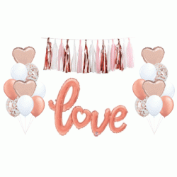  'love' Rose Gold Script Balloon Decoration Set