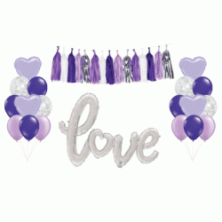  'love' Silver Script Balloon Decoration Set
