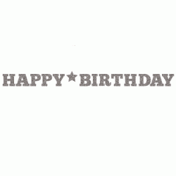 Alphabet Bunting  - Glitter Silver "Happy Birthday"