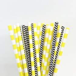 Paper Straw Assortment - Black & Yellow, 25pcs