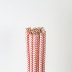 Paper Straw - Pink Chevron, 25pcs