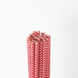 Paper Straw - Red Chevron, 25pcs