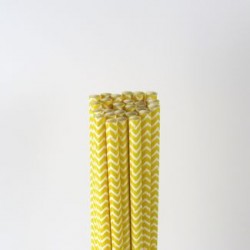 Paper Straw - Yellow Chevron, 25pcs