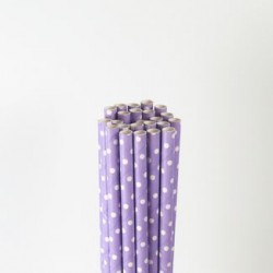 Paper Straw - White Polka Dots on Spring Lilac, 25pcs