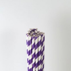 Paper Straw - Purple Stripes, 25pcs