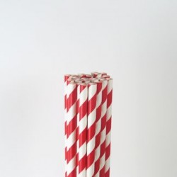 環保紙吸管 - 紅色條紋, 25枝