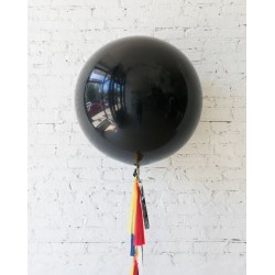 36" Round Onyx Black Latex Balloon (with tassels & weights)
