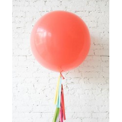 36" Round Coral Latex Balloon (with tassels & weights)