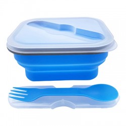 Eco Collapsible Lunch Box with Cutlery - Blue, 1 set
