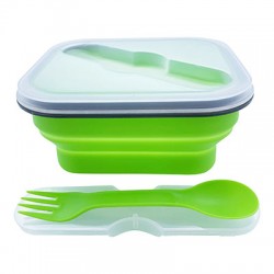 Eco Collapsible Lunch Box with Cutlery - Green, 1 set