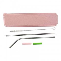 Eco Straws with Case - Pink, 1 set