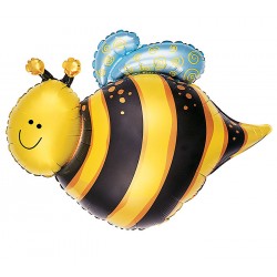 Happy Bee Foil Balloon - 35" W x 29" H 