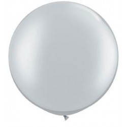 30" Round Silver Latex Balloon (with helium)