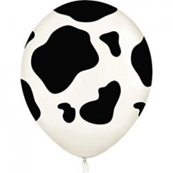 11" Round Latex Printed Balloon - All Over Cow