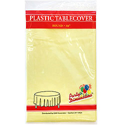 Yellow Round Plastic Tablecover 84" 