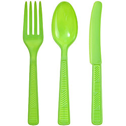Plastic Cutlery Combo - Lime Green, 48pcs