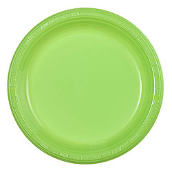 Lime Green 9" Plastic Plate, 10pcs