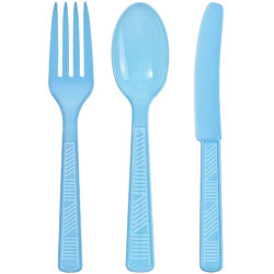 Plastic Cutlery Combo - Light Blue, 48pcs