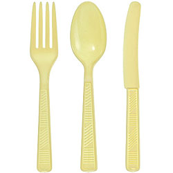 Plastic Cutlery Combo - Yellow, 48pcs