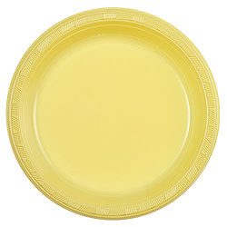 Yellow 9" Plastic Plate, 10pcs