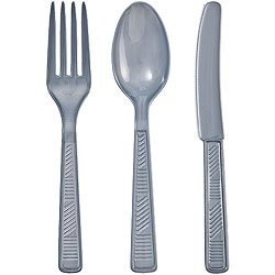 Plastic Cutlery Combo - Silver, 48pcs