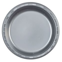 Silver 9" Plastic Plate, 10pcs