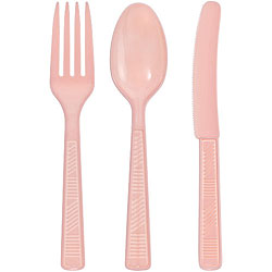 Plastic Cutlery Combo - Pink, 48pcs