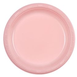 Pink 9" Plastic Plate, 10pcs
