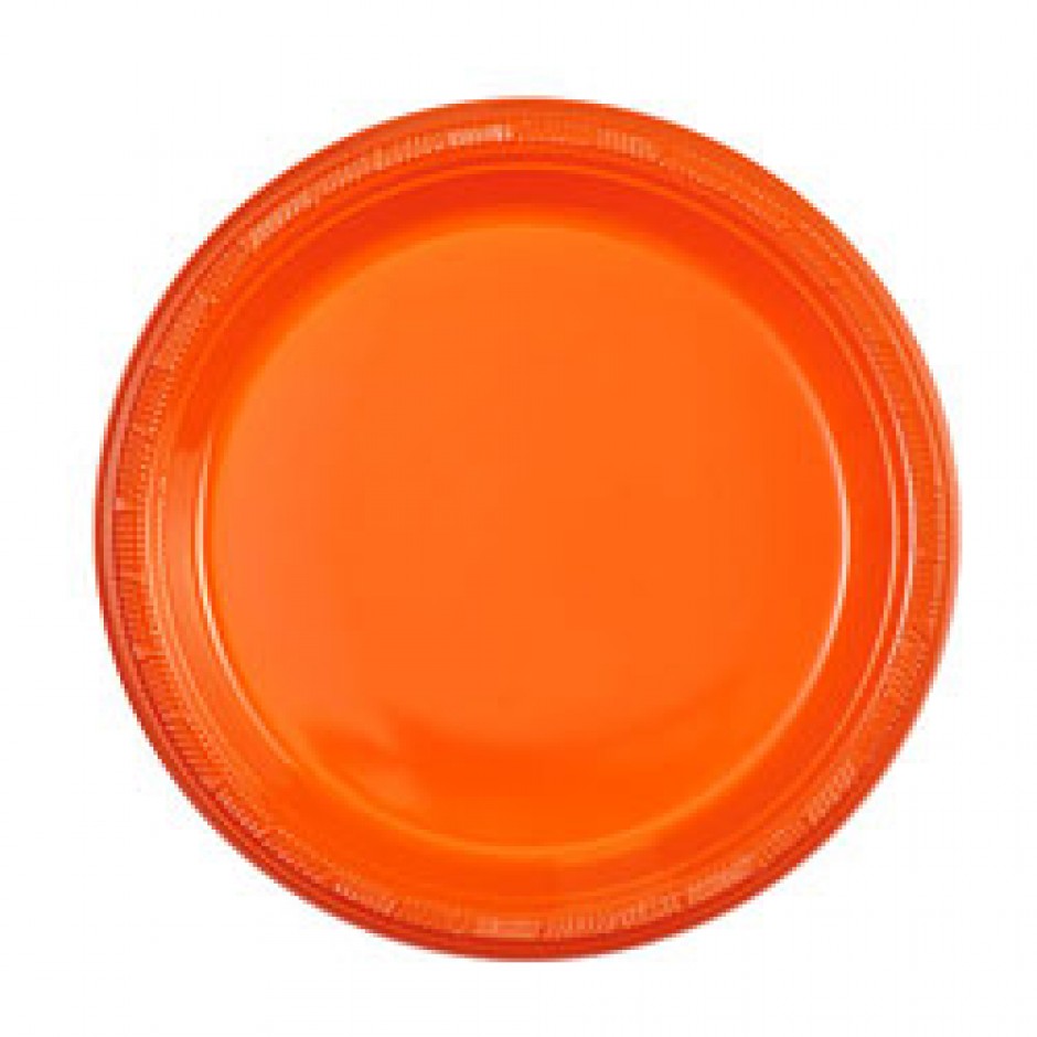 Orange 7" Plastic Plate, 15pcs