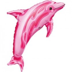 Pink Dolphin Foil Balloon - 37"W x 22"H