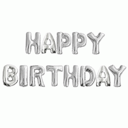  Alphabet HBD Silver Foil Balloon Combo 16" H (can't float)