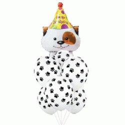 Dog Happy Birthday Foil Balloon Bouquet (with weight)
