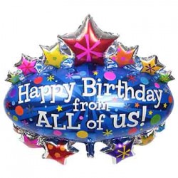 Happy Birthday From All of Us Foil Balloon - 31" x 28"