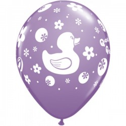 11" Round Rubber Duckie Spring Lilac Latex Balloon (with helium)