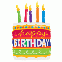 Birthday Cake & Candles Foil Balloon - 35"H