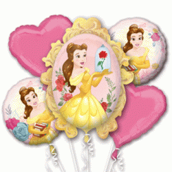 Disney Princess Beauty & The Beast Foil Balloon Bouquet of 5 (with weight)