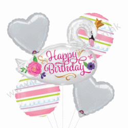 Birthday Swan Balloon Bouquet (with weight)