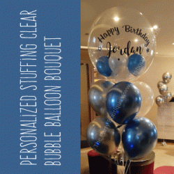 Personalized Clear Bubble Balloon Bouquet (Blue+Silver)