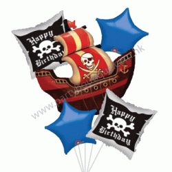 Pirate Ship Foil Balloon Bouquet of 5 (with weight)